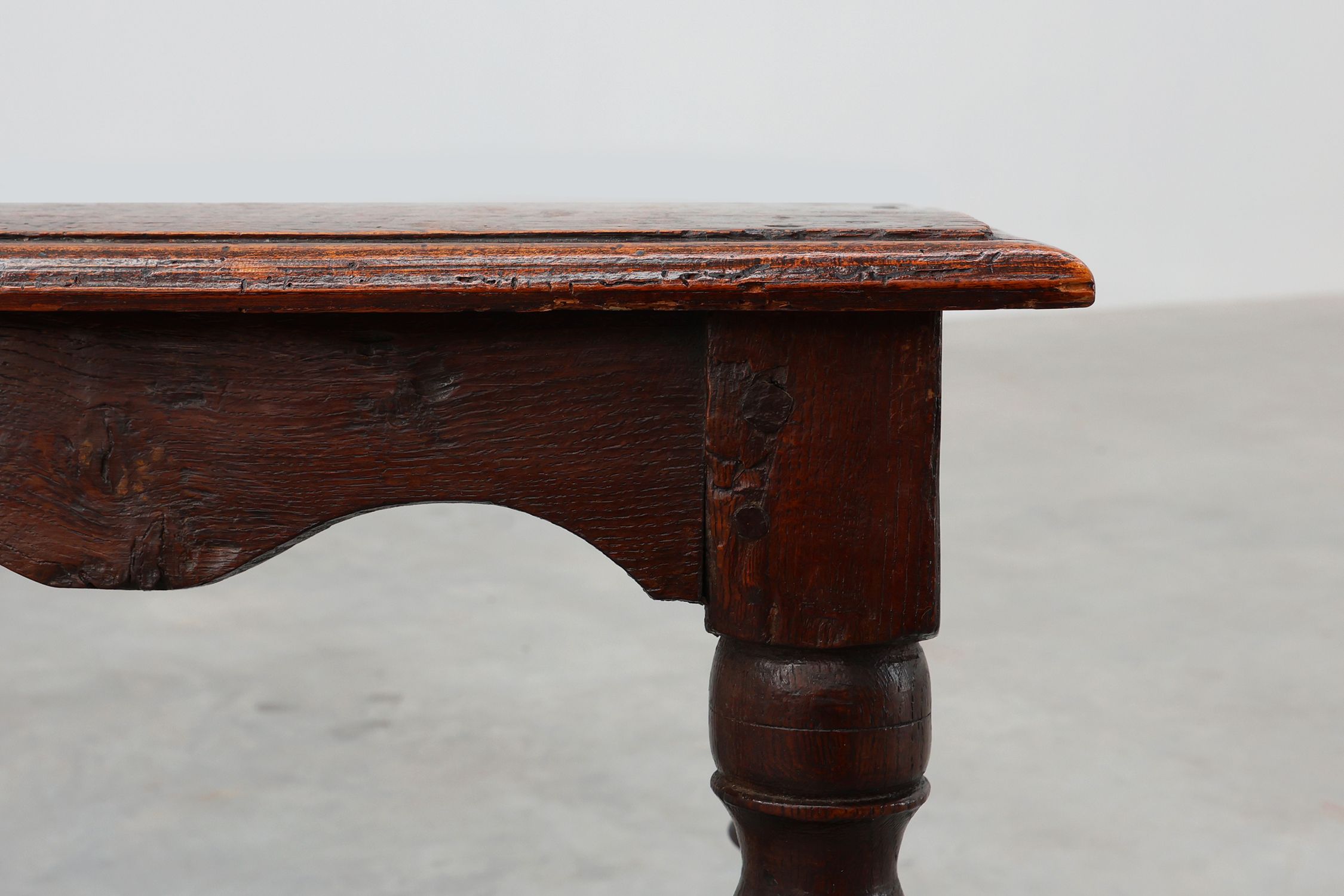 19th Century oak rectangular joint stool or table with turned legs, France ca. 1820thumbnail